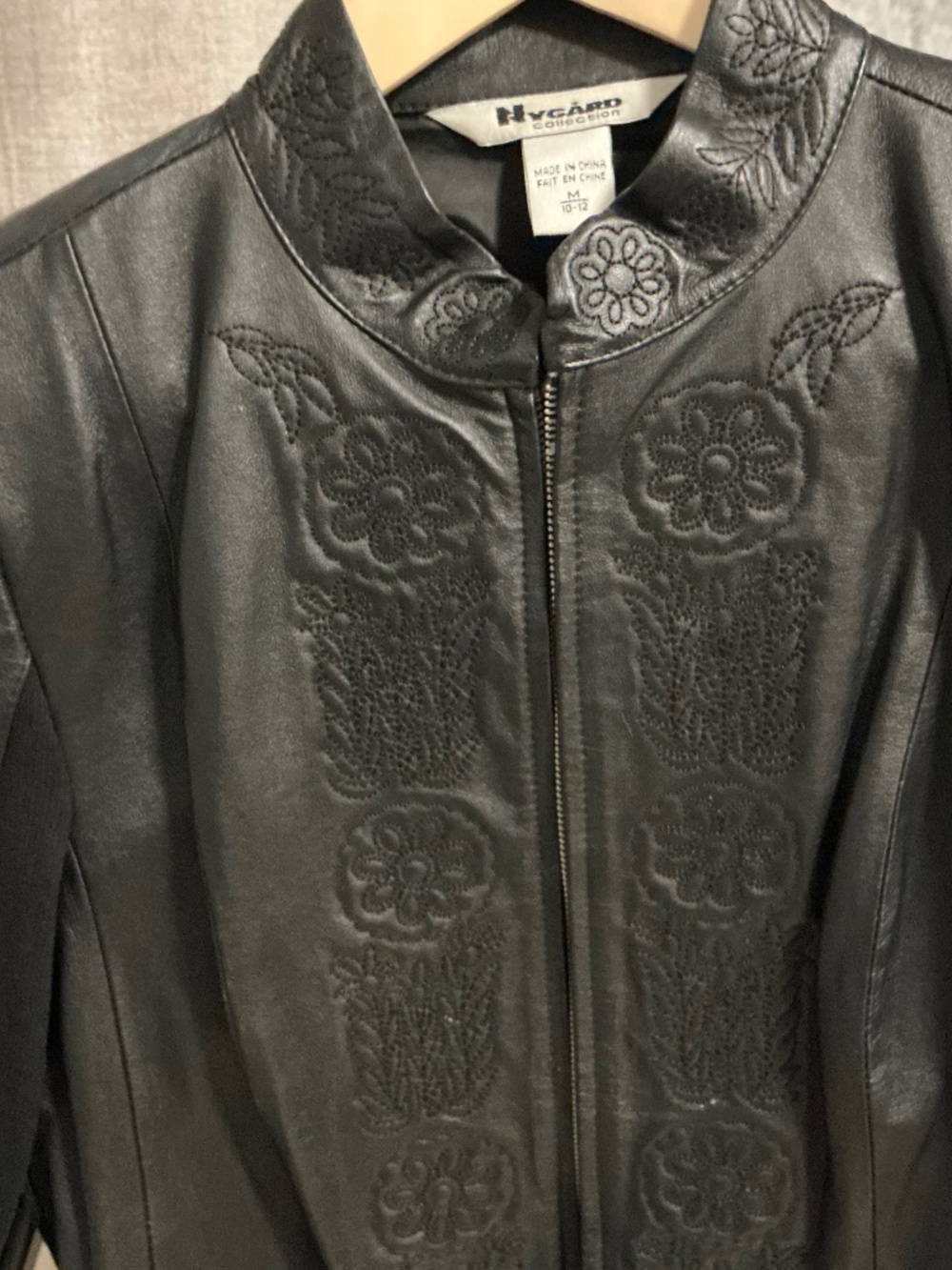 Black Genuine Leather Embroidered Jacket – NyGÅRD Collection Size M10-12 Y2K
